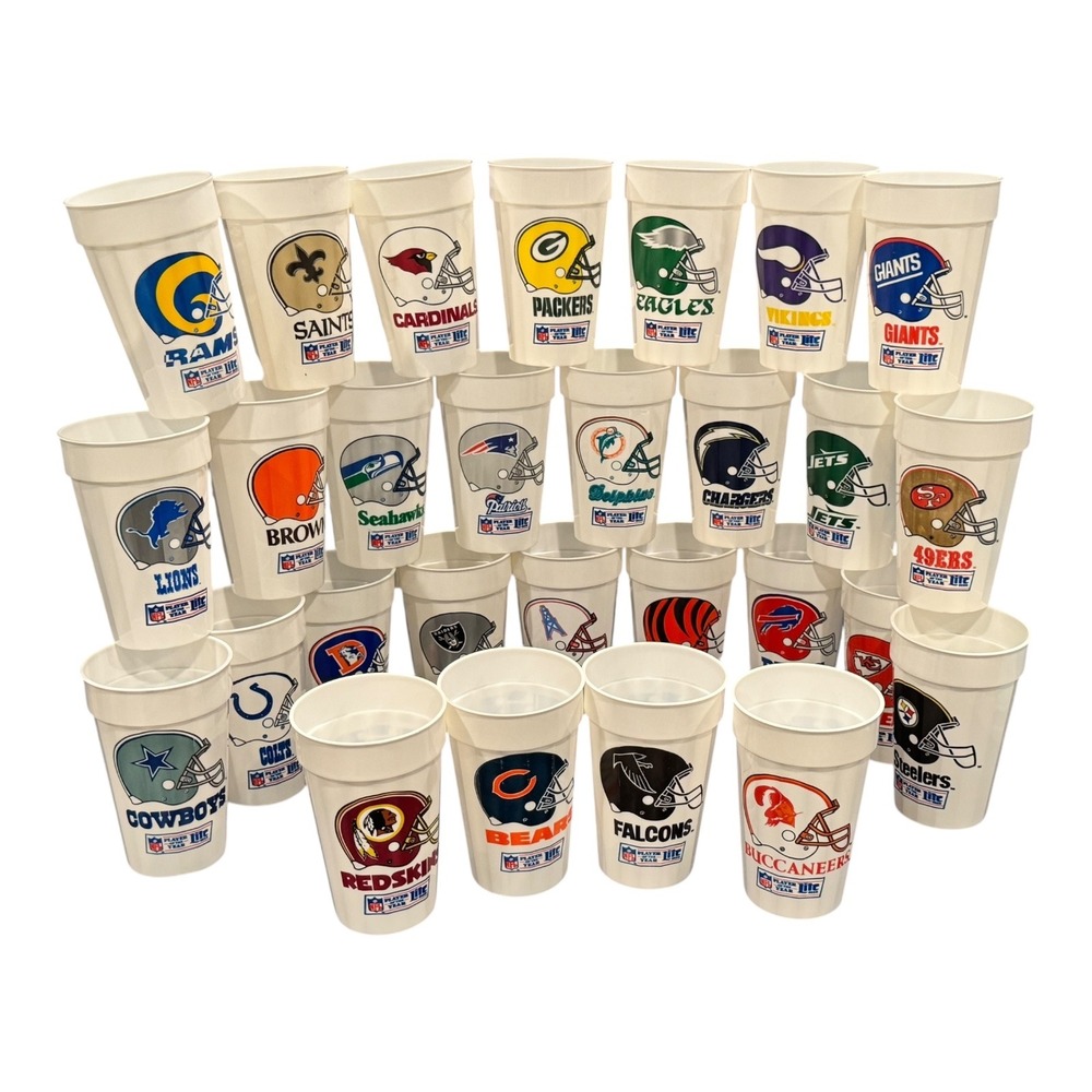 Vintage NFL Football Cups Lot 28 Teams Super Bowl XXVII Miller Lite Complete Set